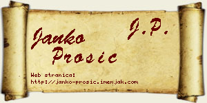 Janko Prošić vizit kartica